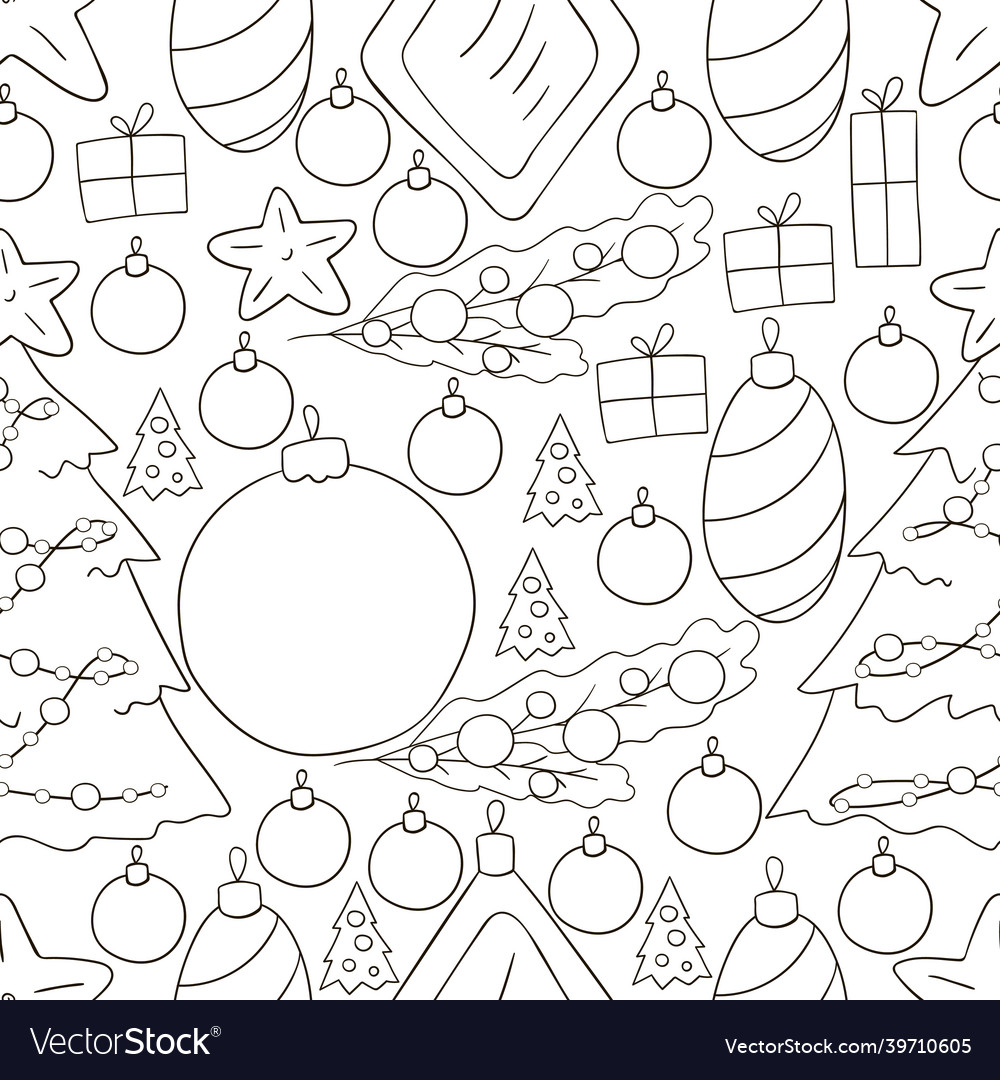 Seamless pattern christmas tree decorations Vector Image