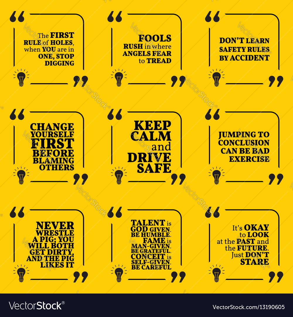 Set of motivational warning quotes about Vector Image