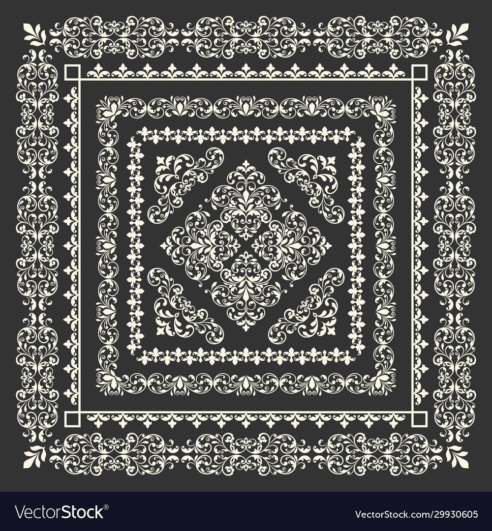 Square frame set template bandana with vintage Vector Image