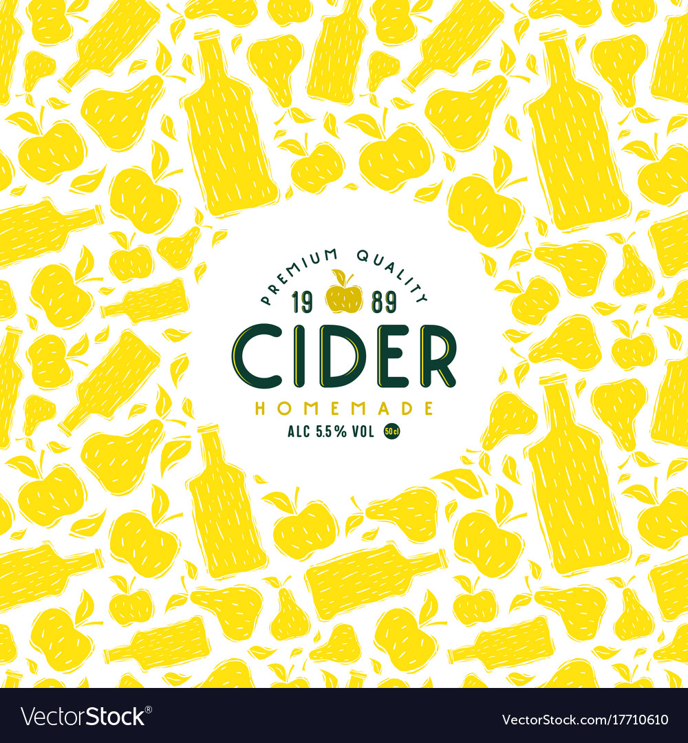 Cider label and frame with pattern Royalty Free Vector Image