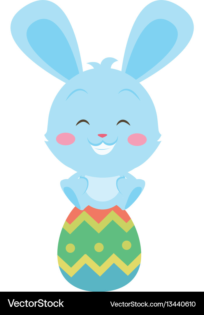 Happy bunny with egg easter theme Royalty Free Vector Image