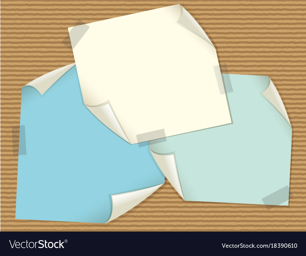 Three blank papers on cardboard texture Royalty Free Vector