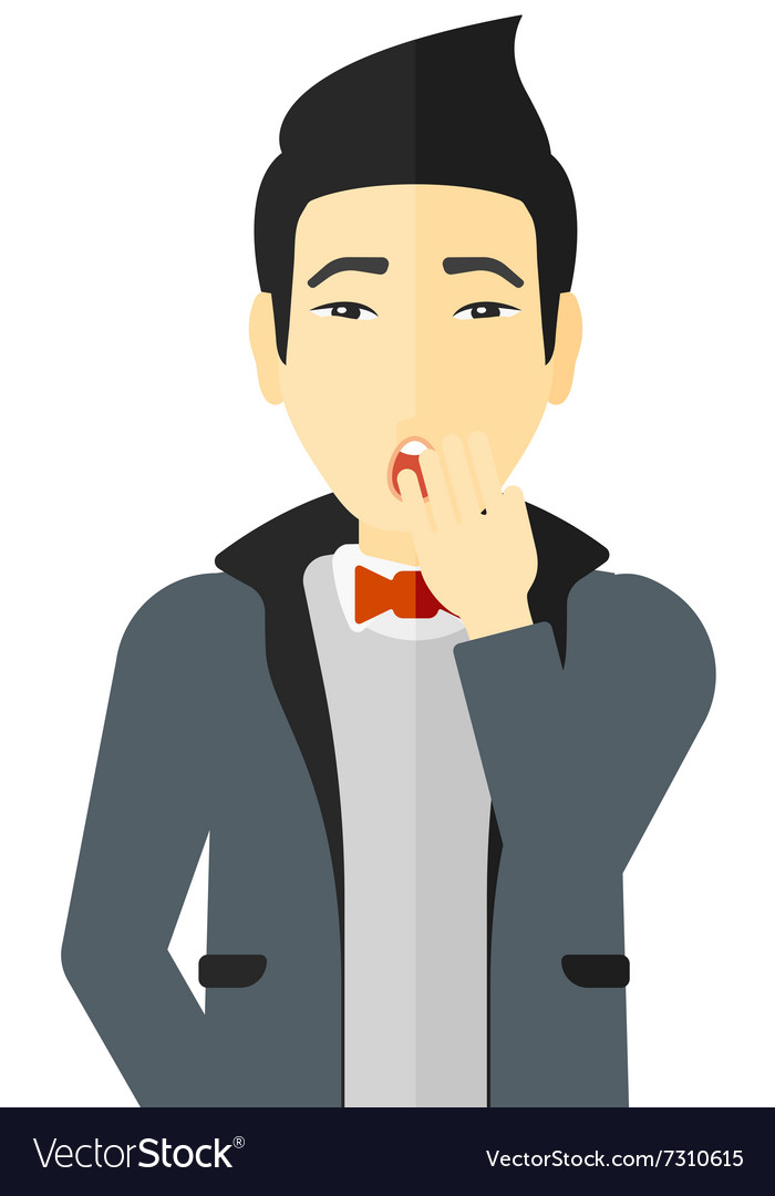 Apathetic young man yawning Royalty Free Vector Image