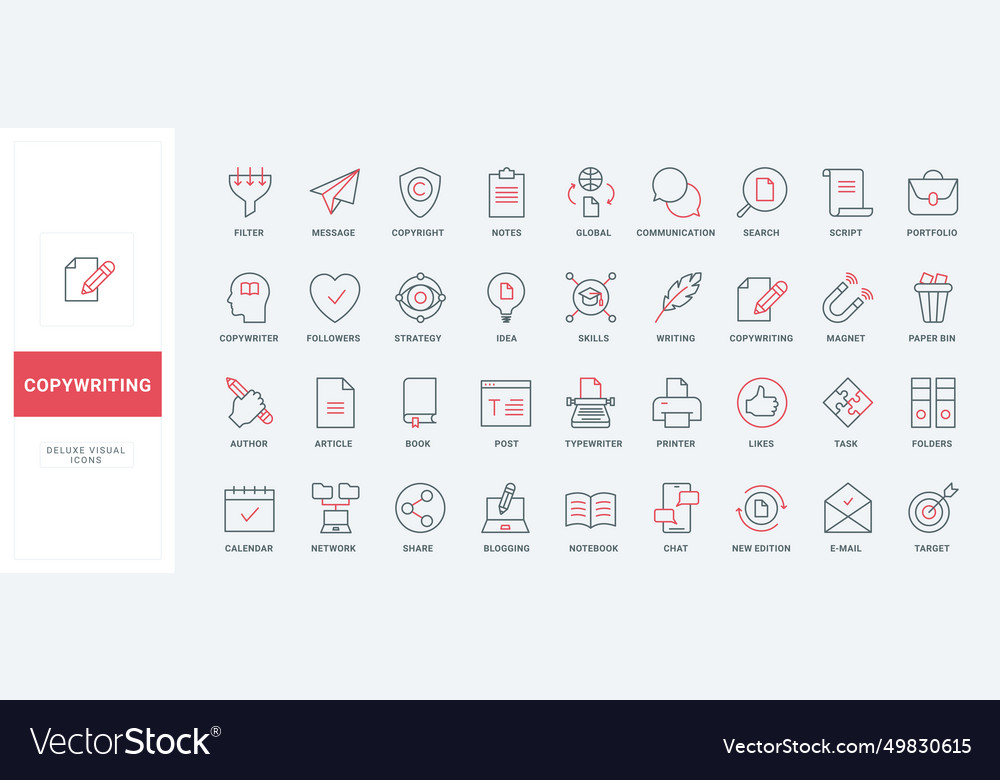 Copyright line icons set authors pen Royalty Free Vector Copyright line icons set authors pen Royalty Free Vector