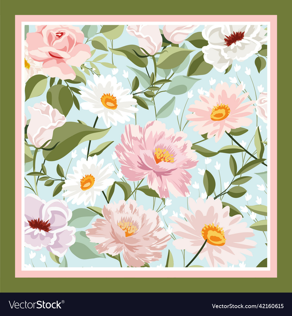 Floral Pattern Scarf Bandana Design Royalty Free Vector