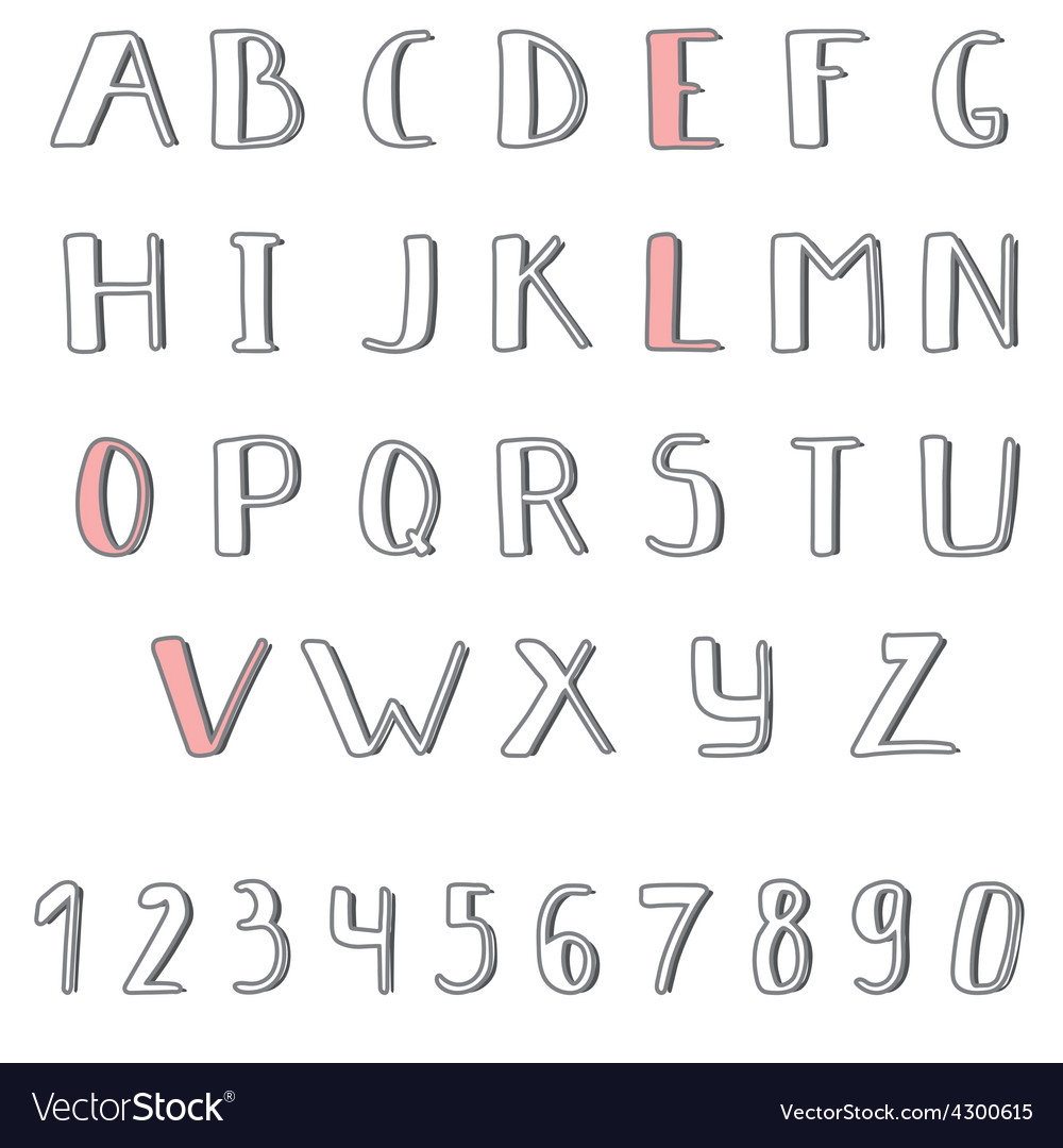 Hand Drawn Cute Alphabet Comic Cartoon Font Vector Image