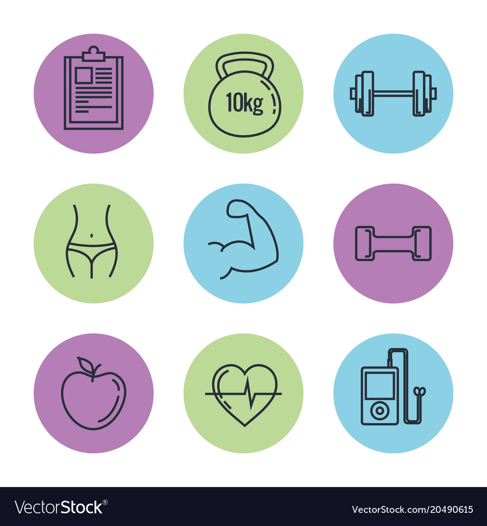 Healthy lifestyle set icons Royalty Free Vector Image