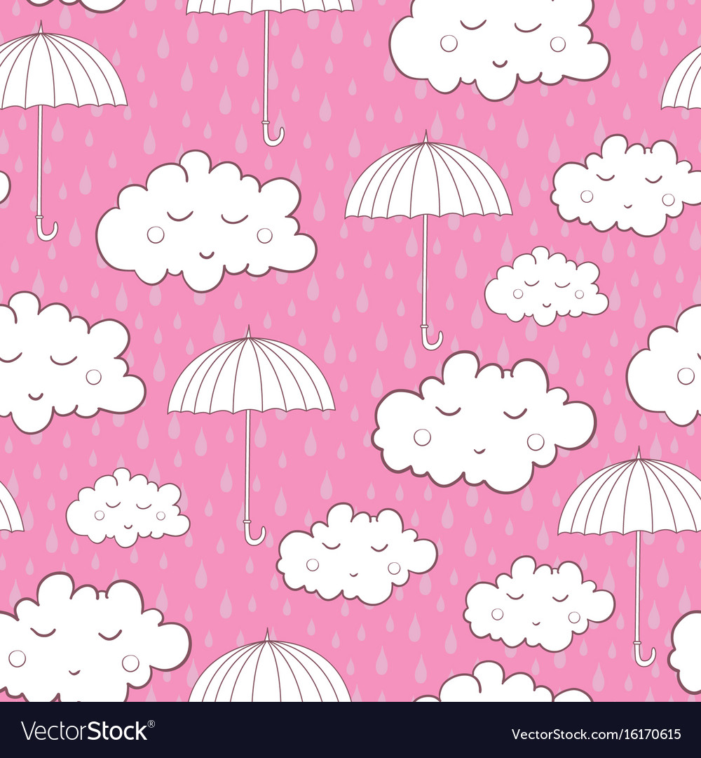 Seamless pattern with cute sleeping clouds Vector Image