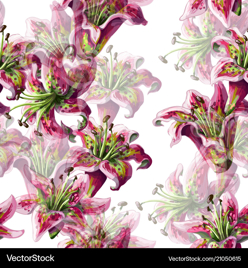 Seamless pattern with lilies flowers Royalty Free Vector