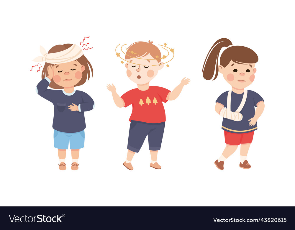 Sick little boy and girl feeling unwell suffering Vector Image