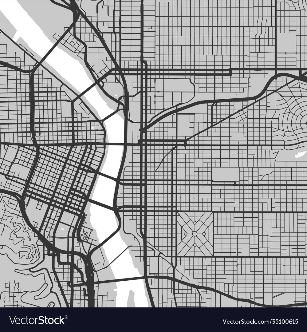 Urban city map portland poster grayscale Vector Image