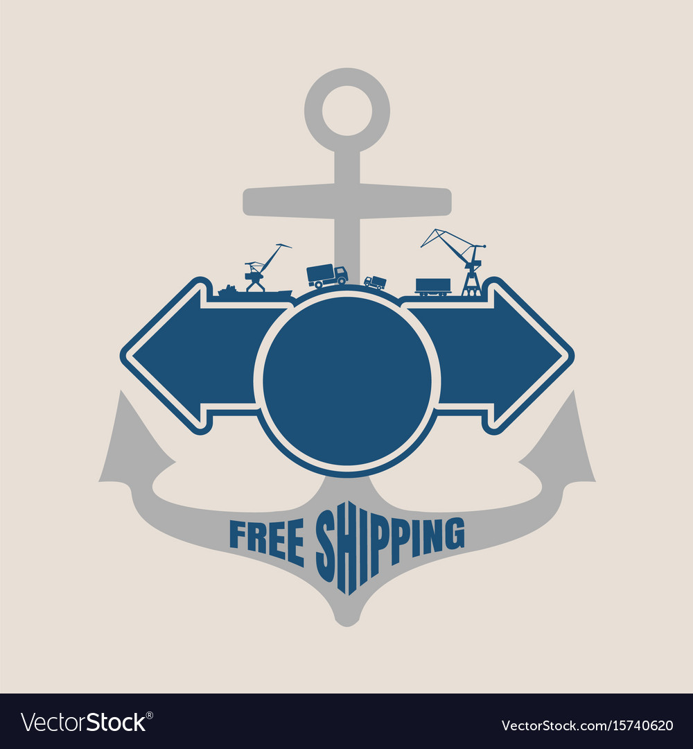 Anchor and arrows with free shipping words Vector Image