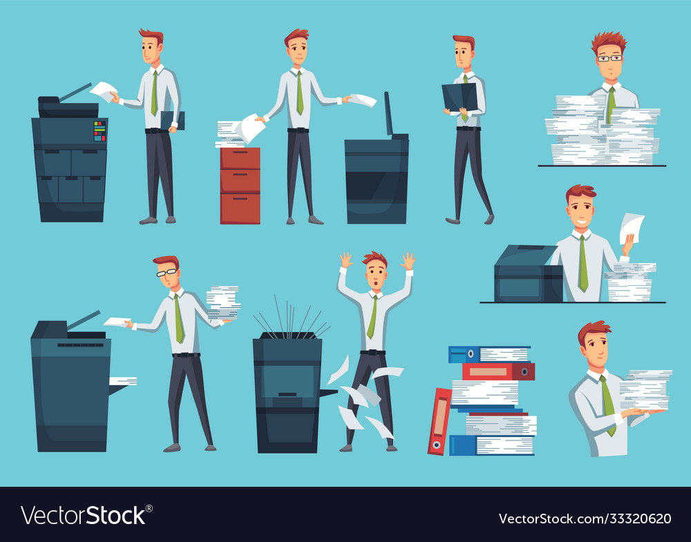 Collection office documents copiers office Vector Image