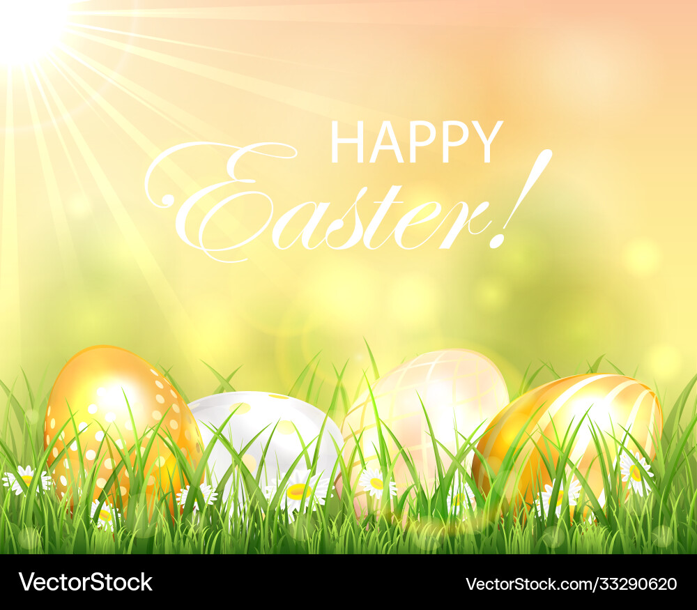 Easter background with shiny eggs Royalty Free Vector Image