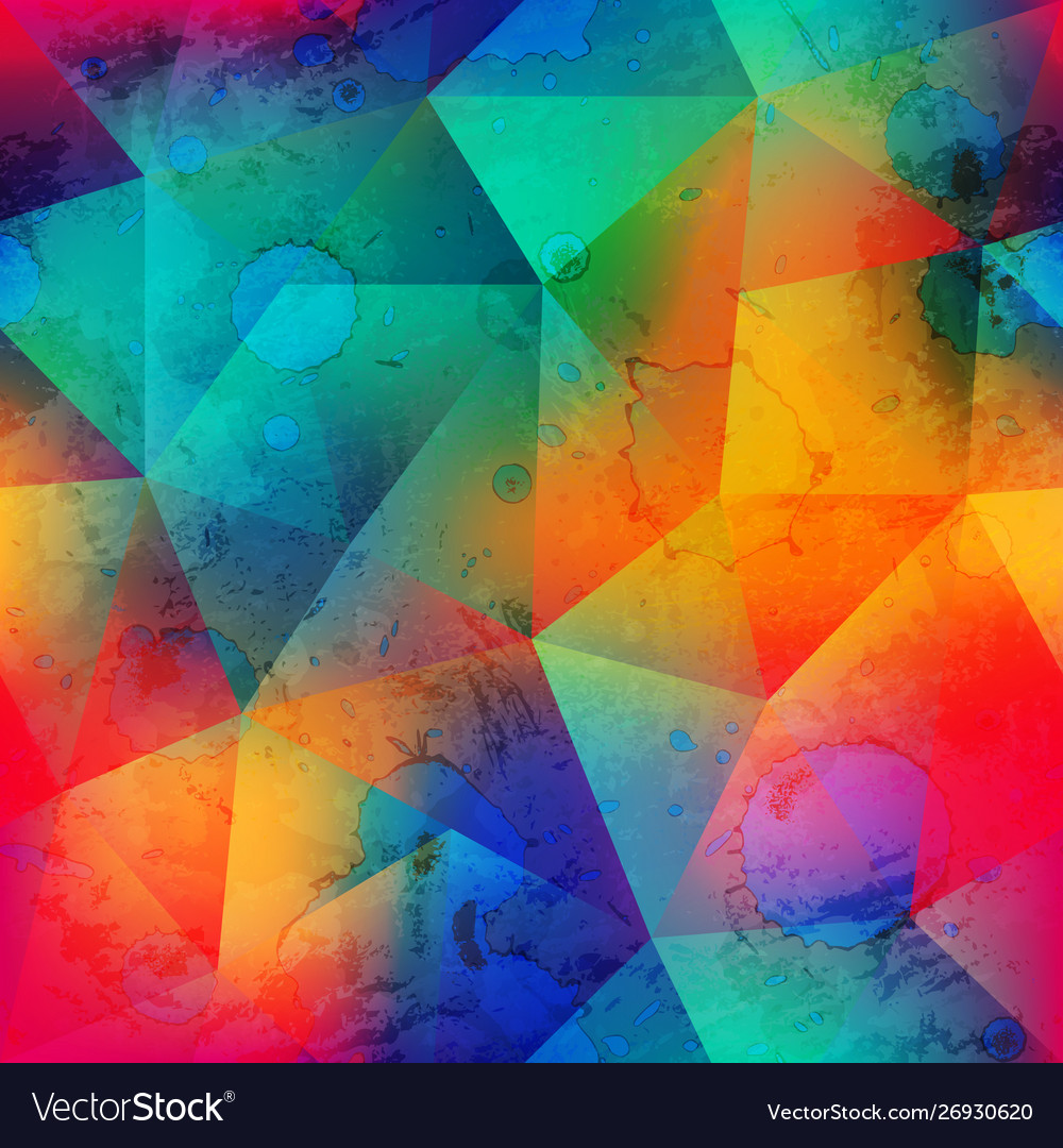 Grunge triangle seamless pattern with spot effect Vector Image