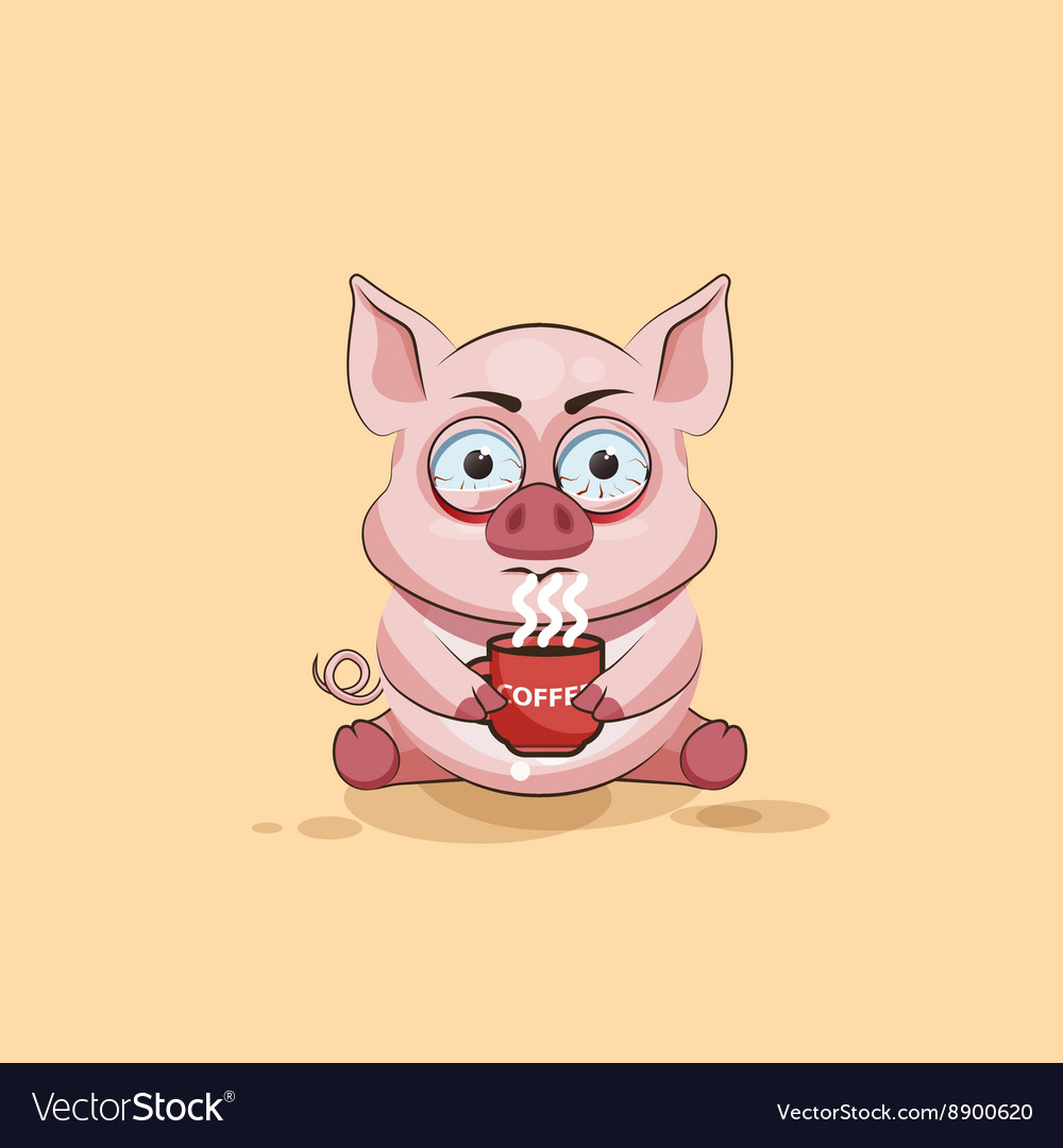 Isolated emoji character cartoon pig nervous