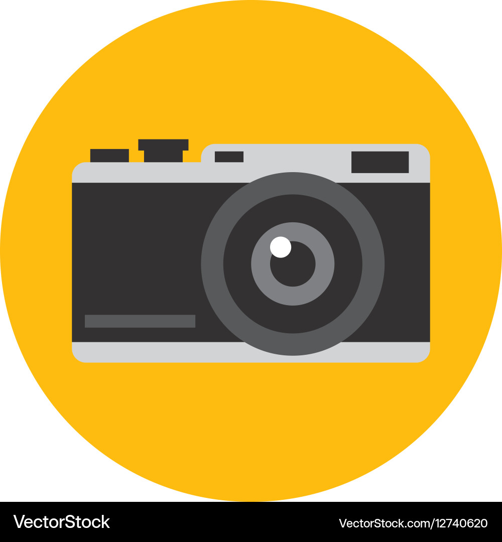 Photographic camera with flash icon Royalty Free Vector