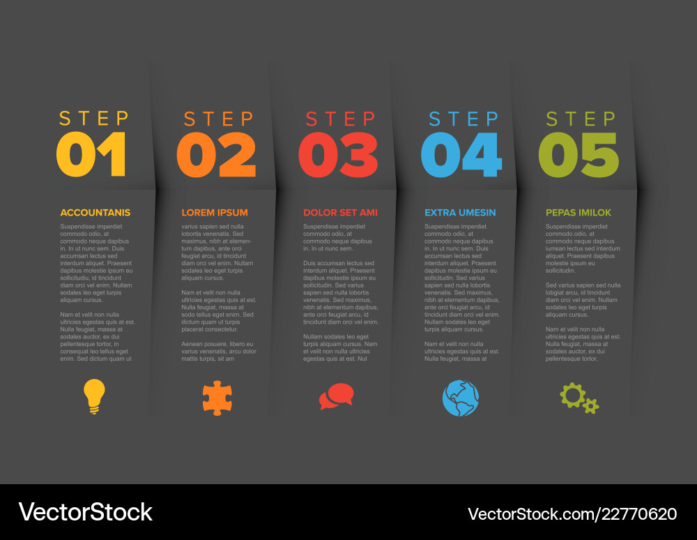 5 Point Progress Progress five steps template Royalty Free Vector Image