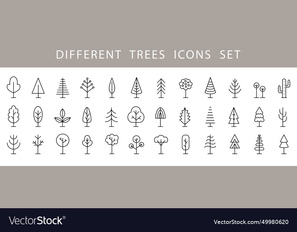 Tree line icon set logo shapes collection Vector Image