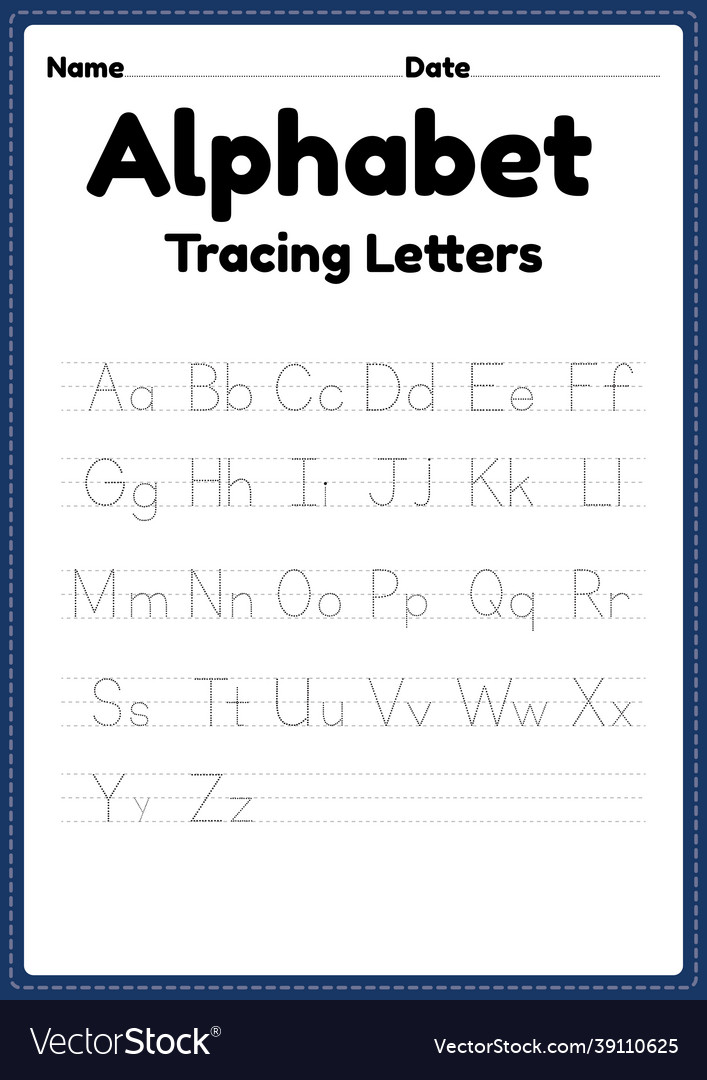 Abc worksheet of tracing alphabet letters Vector Image