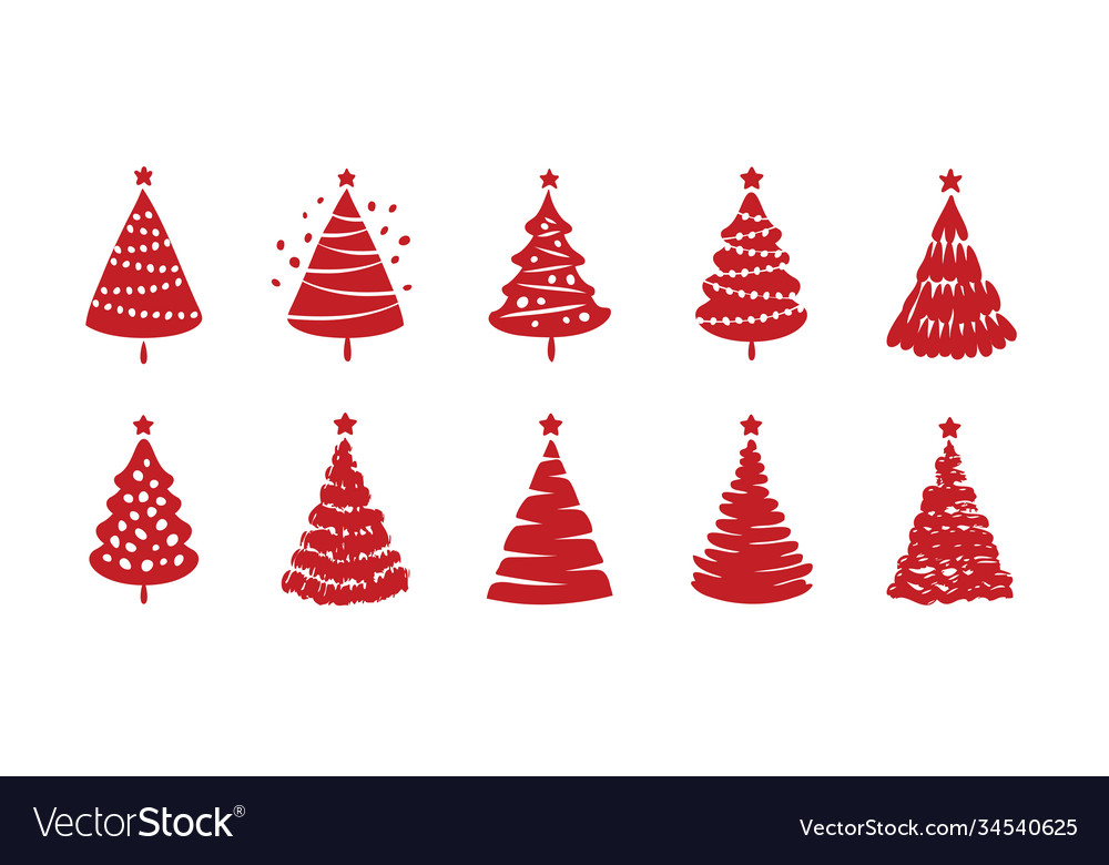Christmas tree symbol set holiday concept Vector Image