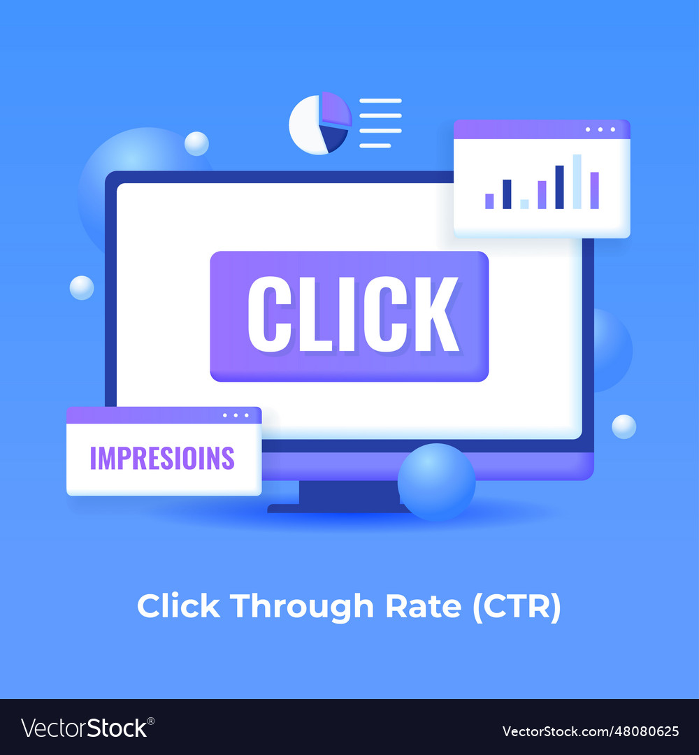 Click through rate 3d concept Royalty Free Vector Image