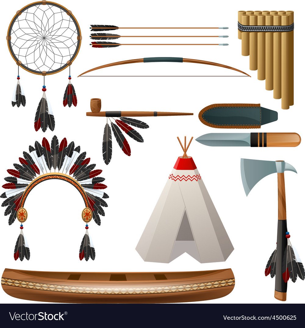 Ethnic american indigenous set Royalty Free Vector Image