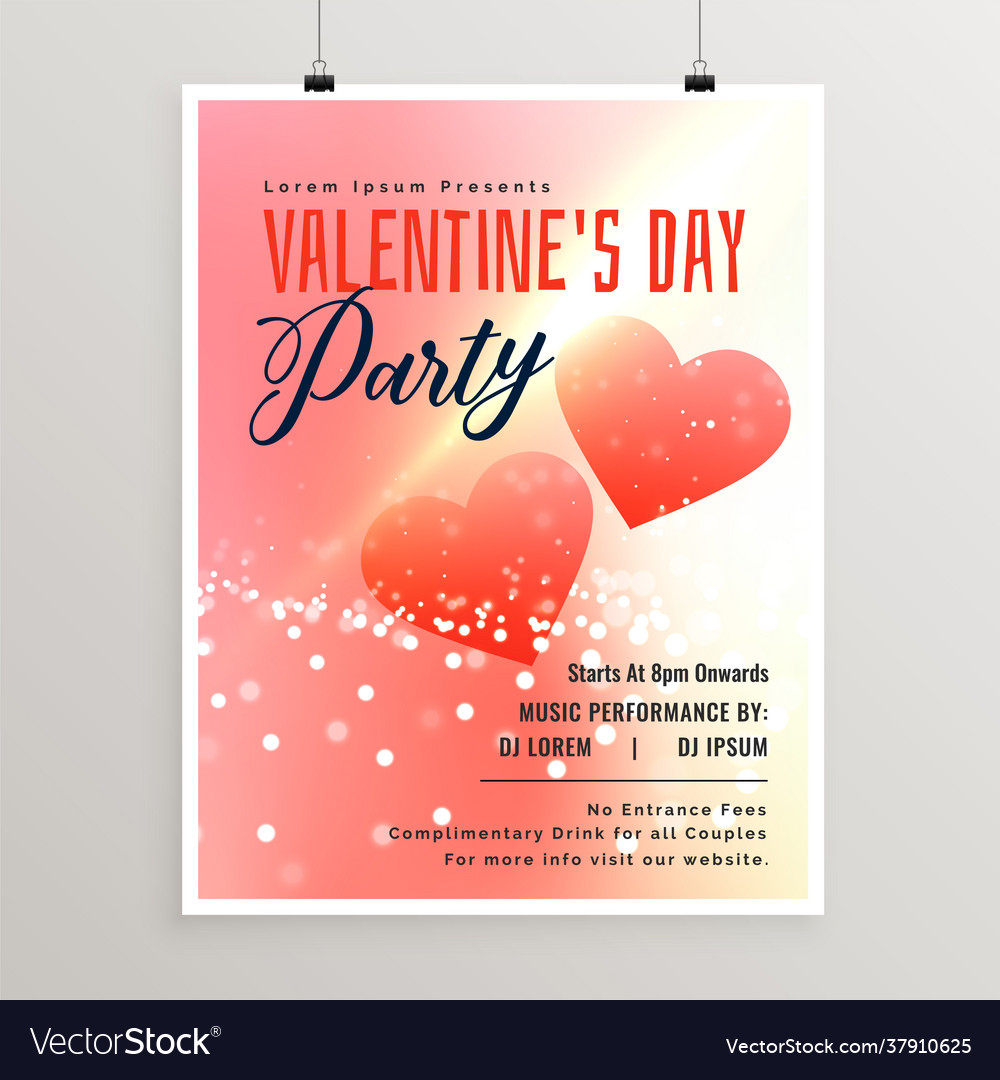 Happy valentines day celebration flyer template Vector Image