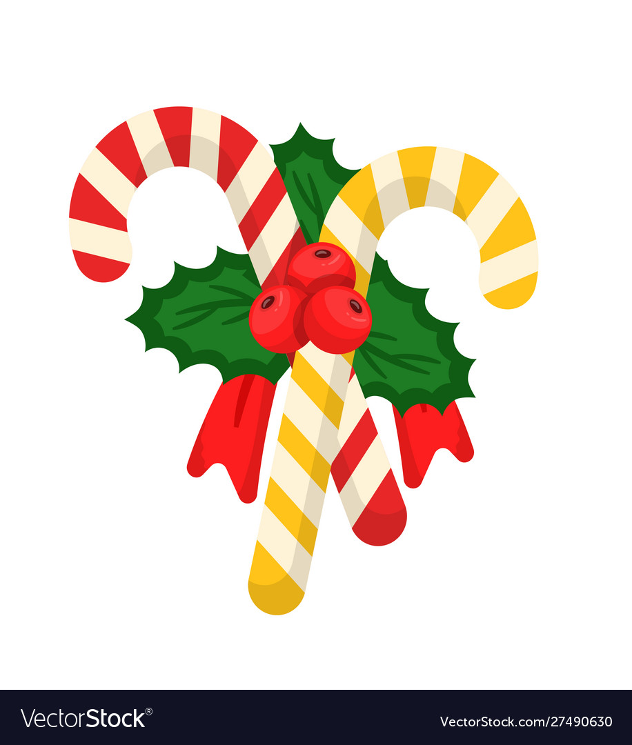 Christmas candy canes flat Royalty Free Vector Image