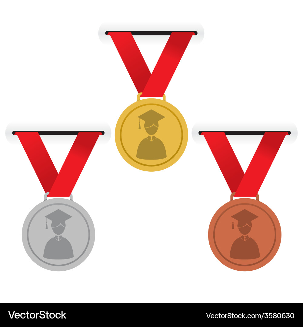 Gold Silver And Bronze Medals Education Concept Vector Image