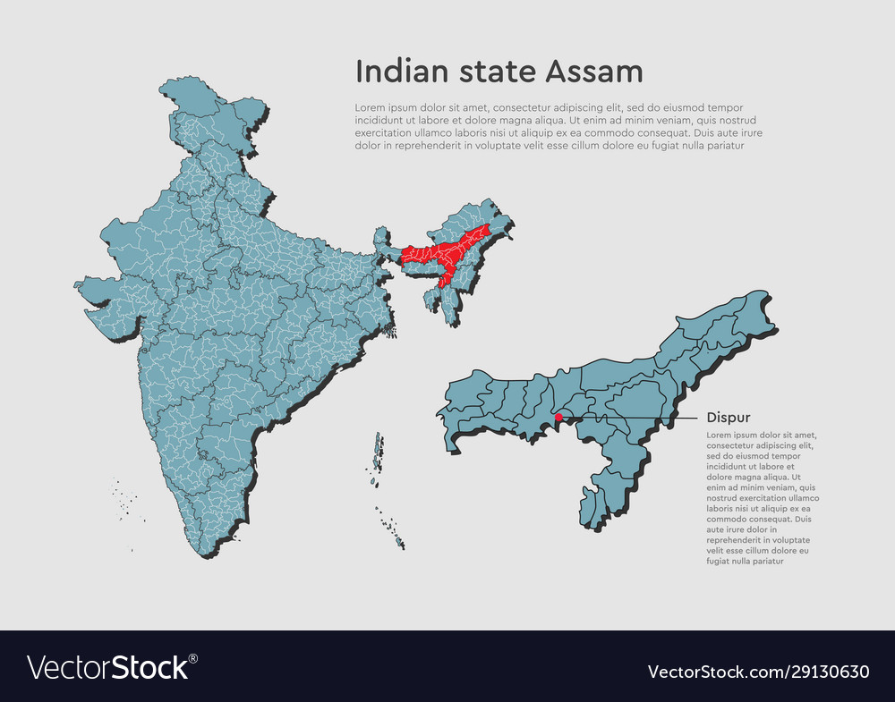 India Country Map Assam State Template Infographic