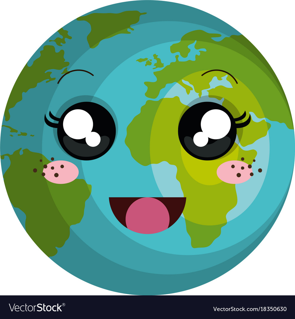 earth kawaii character Royalty Free Vector Image