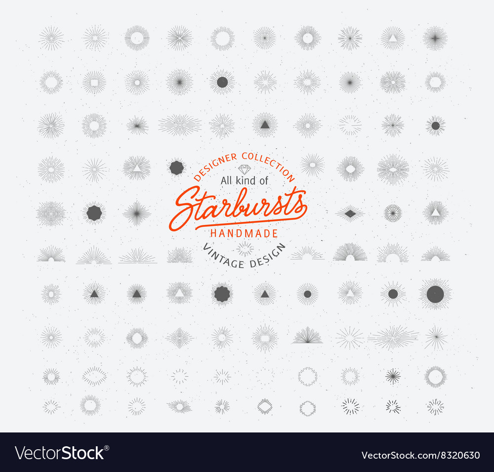 Retro sunburst bursting rays design elements