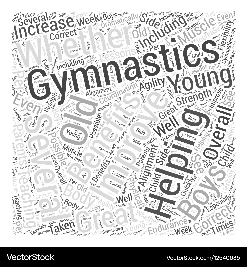 Boys and gymnastics word cloud concept Royalty Free Vector