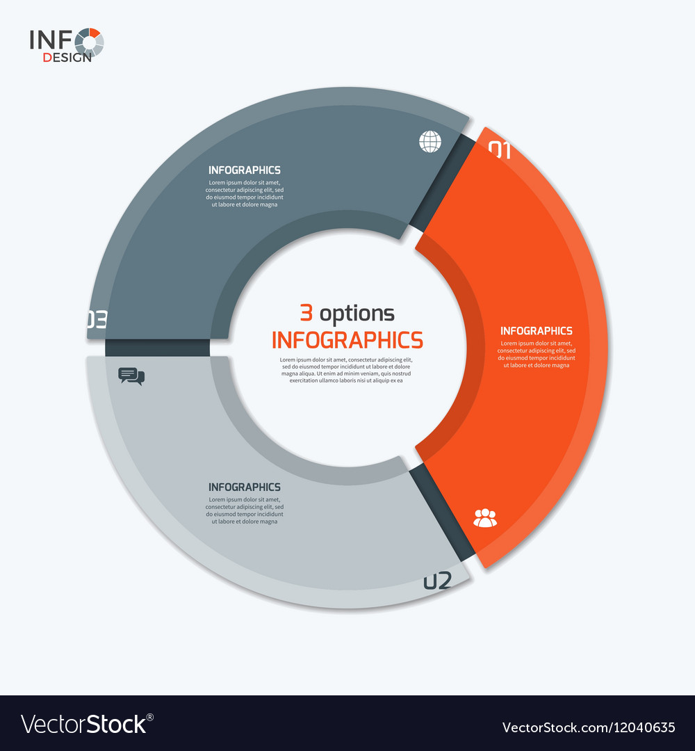 Circle chart infographic template with 3 options Vector Image