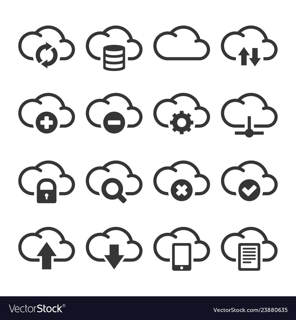 Computer cloud icons set on white background Vector Image