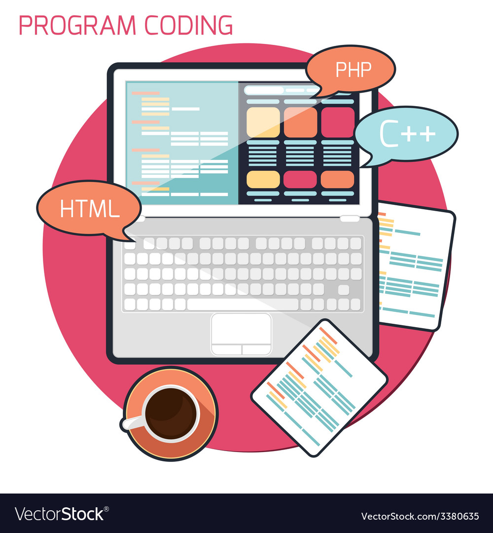 Flat design concept of program coding Royalty Free Vector