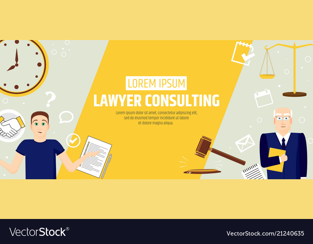 Lawyer Consulting A Banner Template Of A Law Firm Vector Image