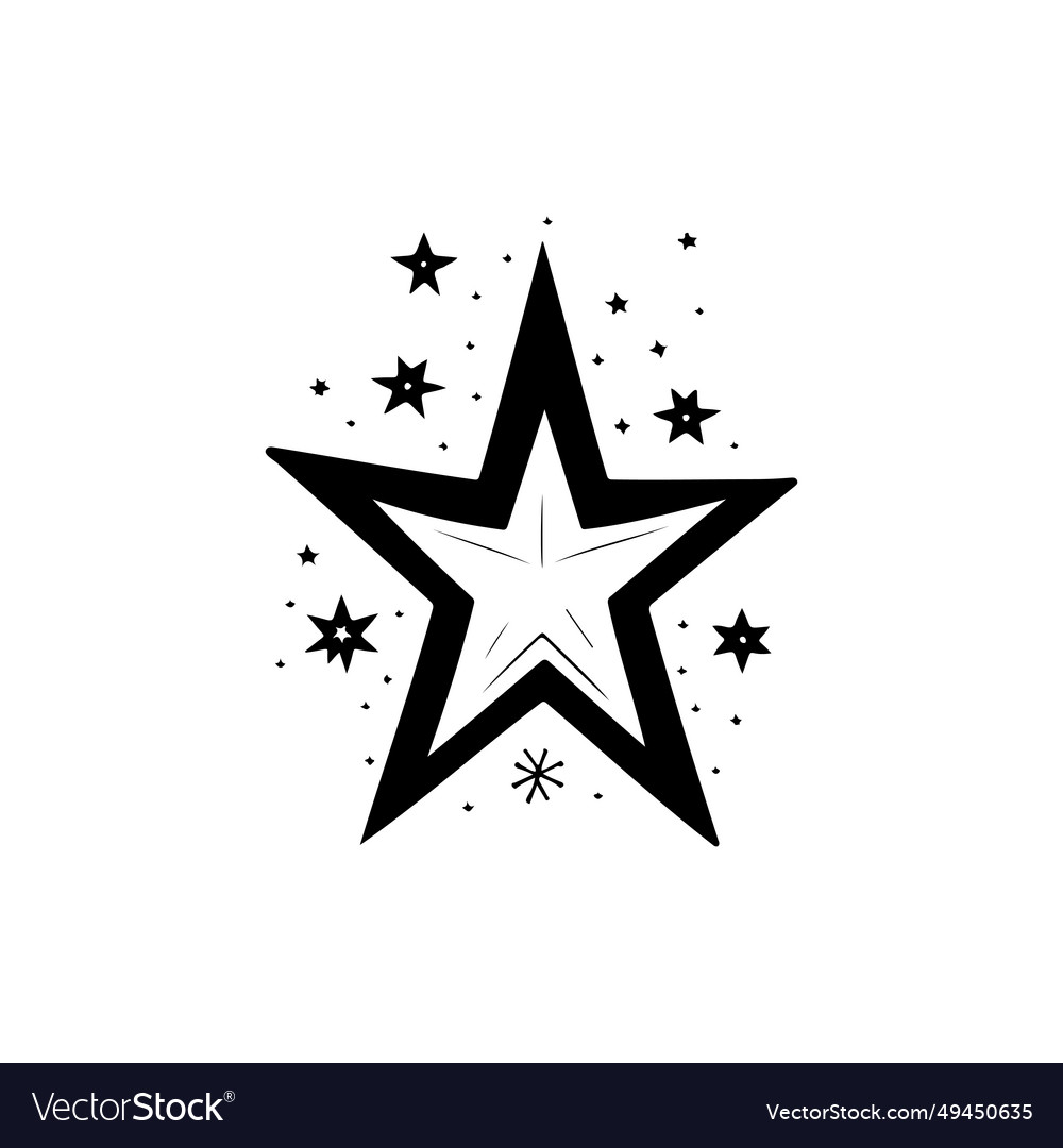 Star icon hand draw black colour christmas day Vector Image