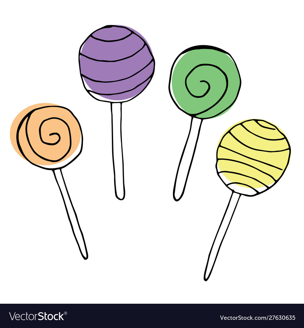 Sweet candy doodle drawing line art Royalty Free Vector