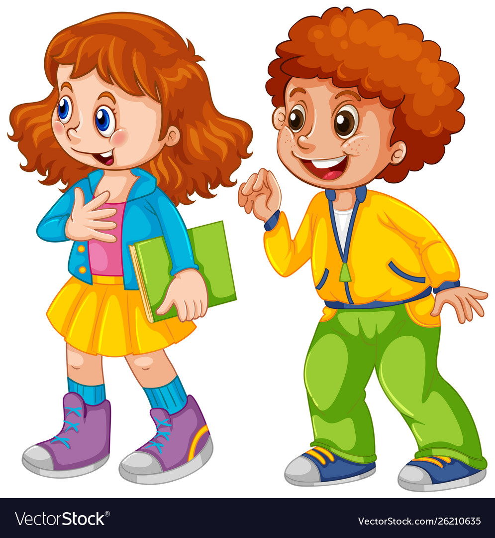 Two Children White Background Royalty Free Vector Image