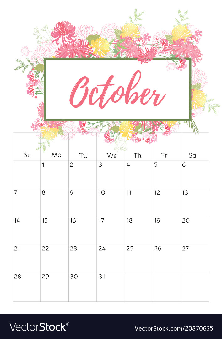 Vintage floral calendar 2018 Royalty Free Vector Image