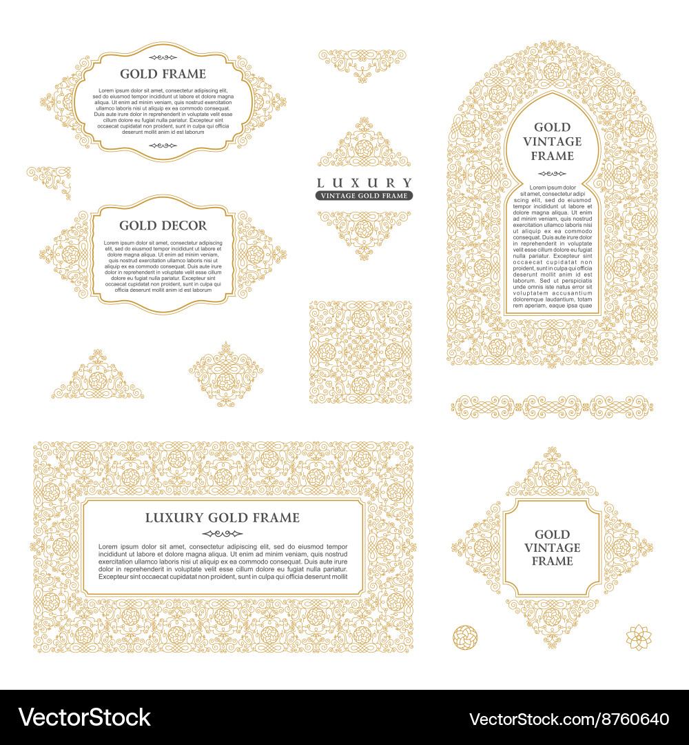 Arabic set frames lines art design Royalty Free Vector Image