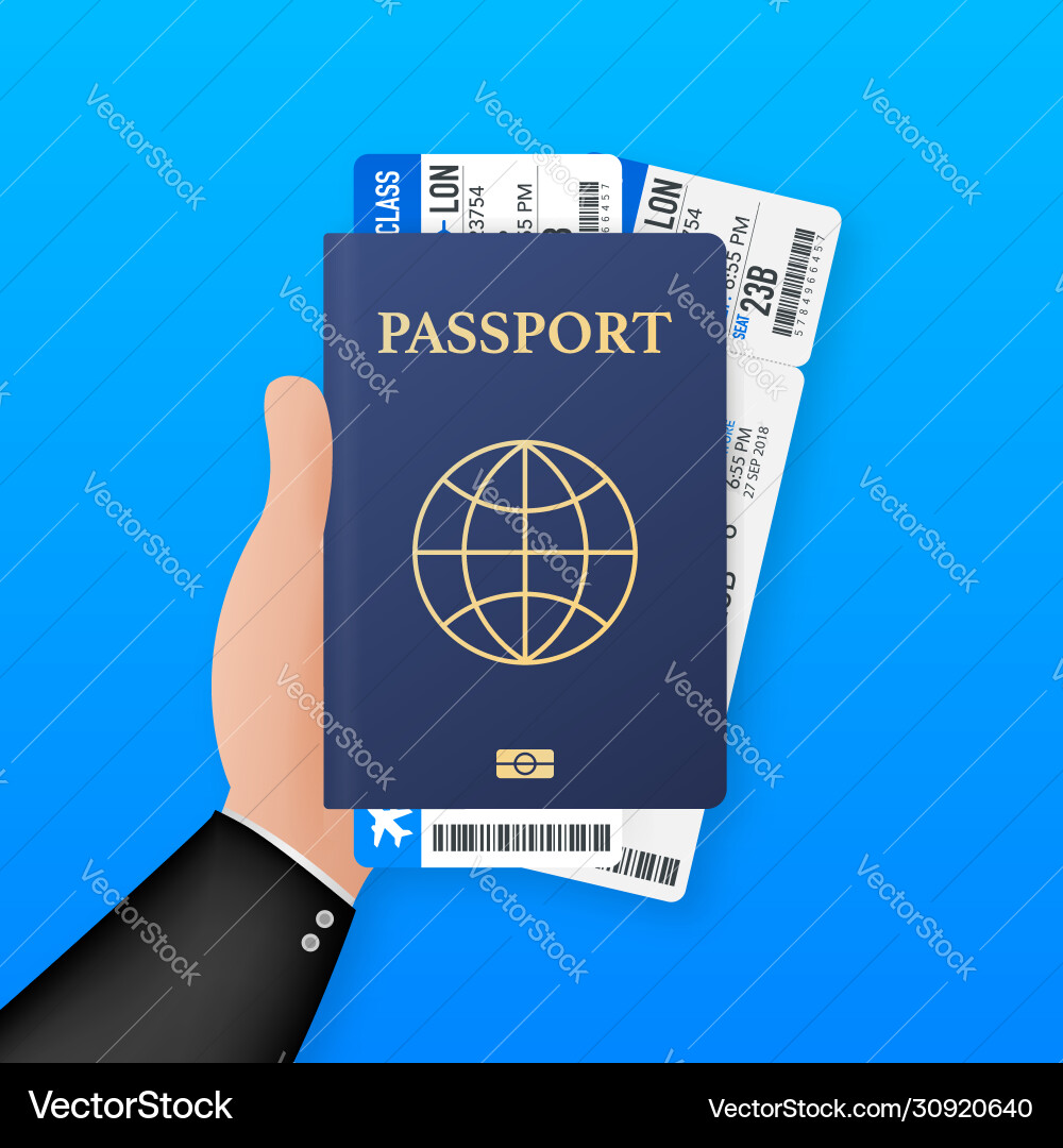 Blank passport template and airline tickets Vector Image