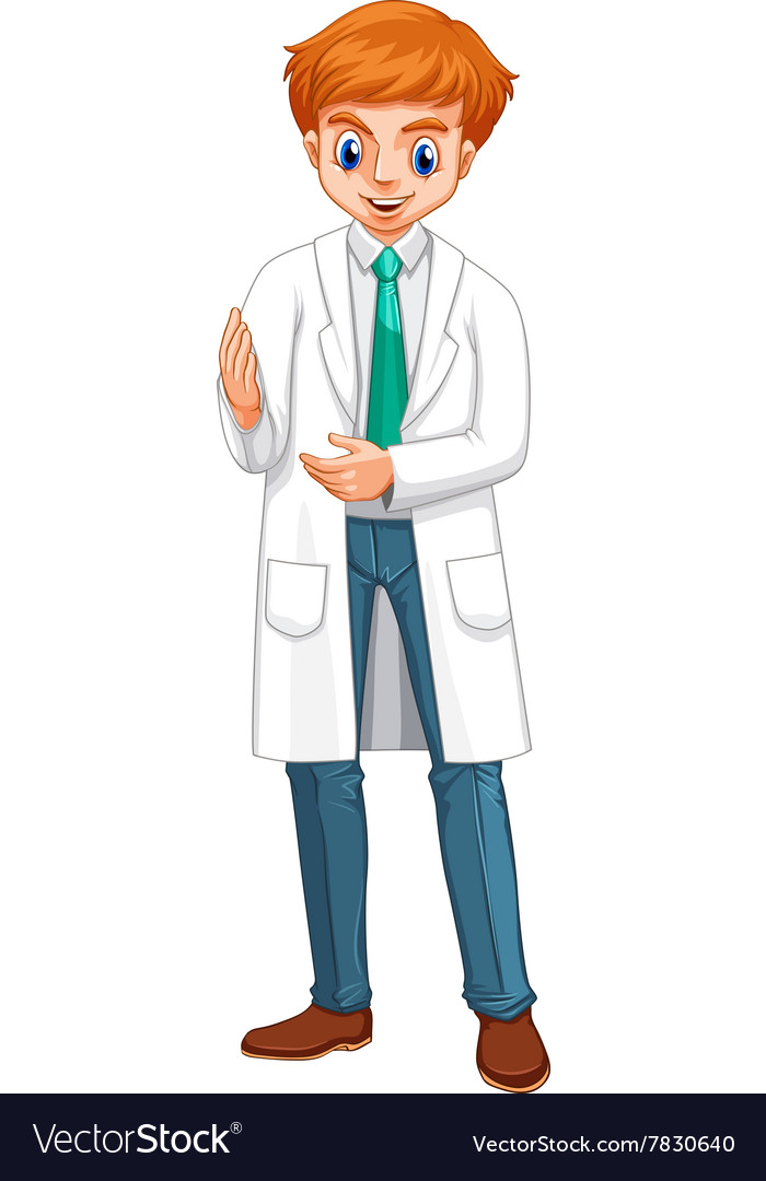 Male doctor in white gown Royalty Free Vector Image