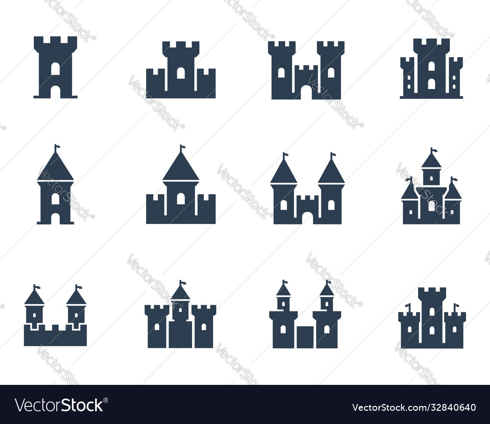 Medieval castles icon set Royalty Free Vector Image