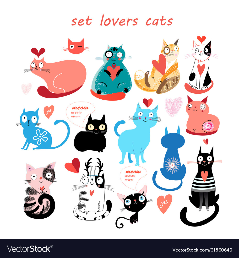 Set Cats Royalty Free Vector Image Vectorstock Set Cats Royalty Free Vector Image Vectorstock