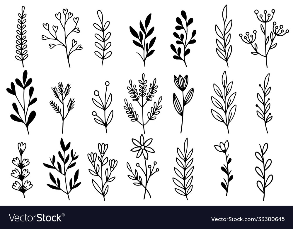 0192 hand drawn flowers doodle Royalty Free Vector Image