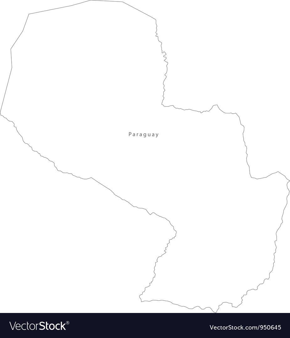 Black White Paraguay Outline Map Royalty Free Vector Image