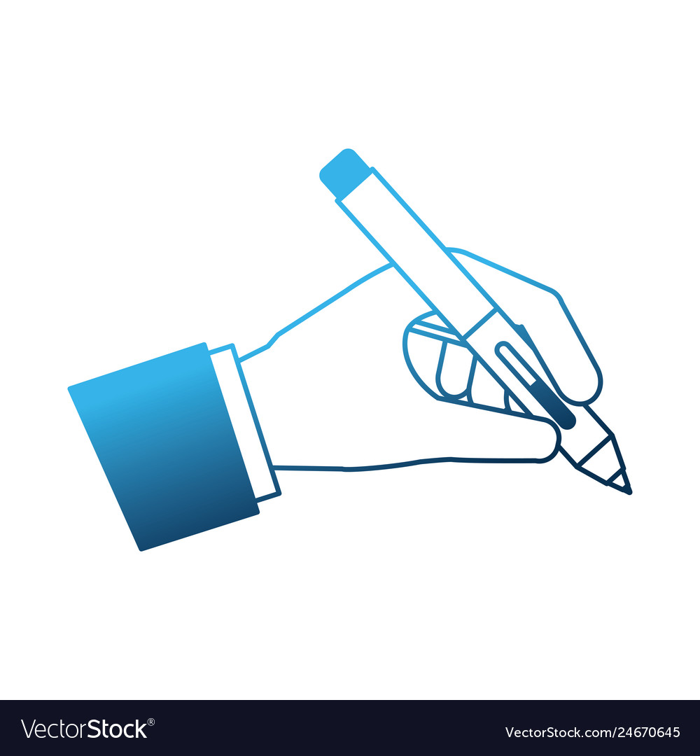 Hand with pen ink write icon Royalty Free Vector Image